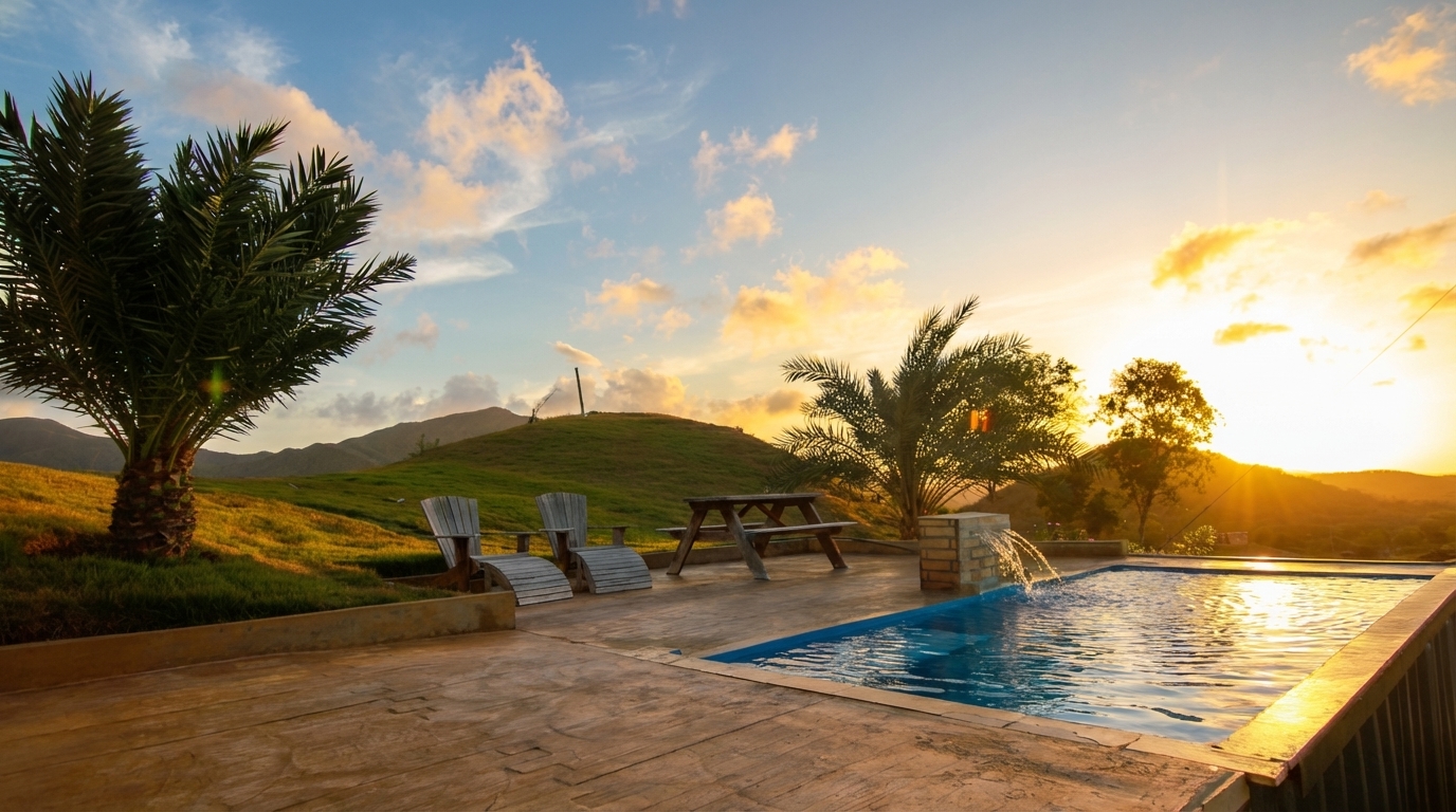Piscina al atardecer
